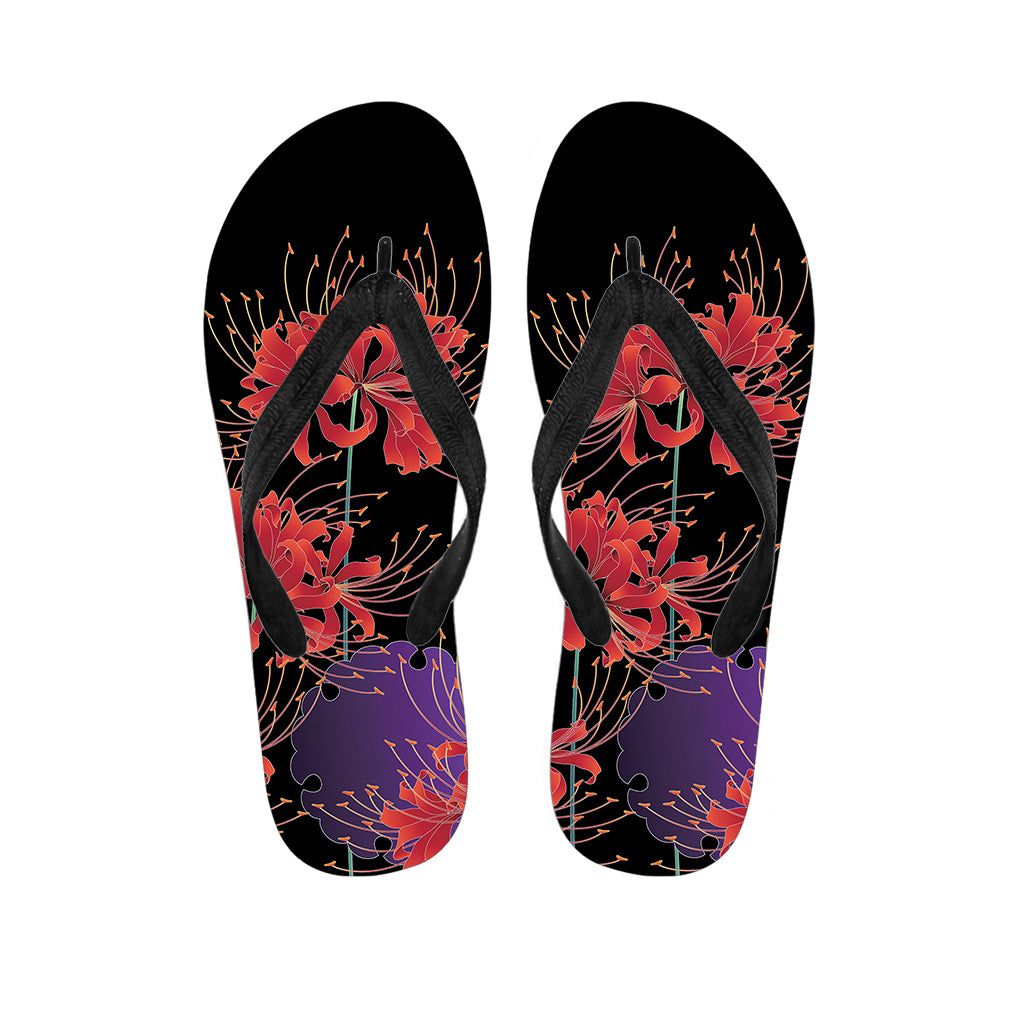 Red Japanese Amaryllis Pattern Print Flip Flops