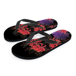 Red Japanese Amaryllis Pattern Print Flip Flops