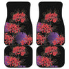 Red Japanese Amaryllis Pattern Print Front and Back Car Floor Mats