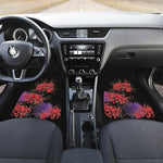 Red Japanese Amaryllis Pattern Print Front and Back Car Floor Mats