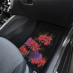 Red Japanese Amaryllis Pattern Print Front and Back Car Floor Mats