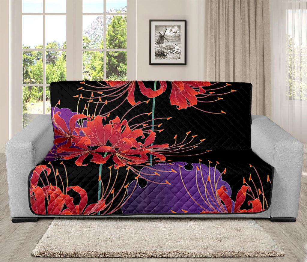 Red Japanese Amaryllis Pattern Print Futon Protector