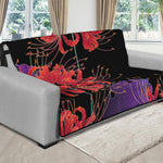 Red Japanese Amaryllis Pattern Print Futon Protector