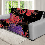 Red Japanese Amaryllis Pattern Print Futon Protector