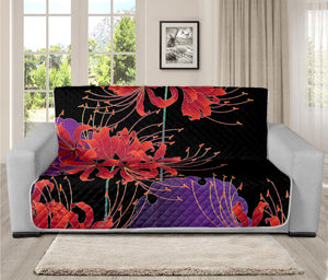 Red Japanese Amaryllis Pattern Print Futon Protector