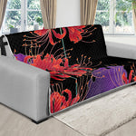 Red Japanese Amaryllis Pattern Print Futon Protector