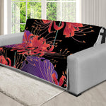 Red Japanese Amaryllis Pattern Print Futon Protector