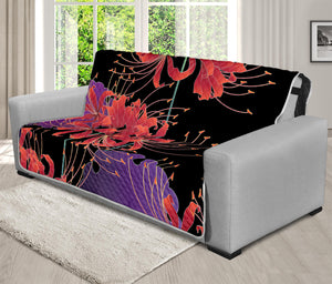 Red Japanese Amaryllis Pattern Print Futon Protector