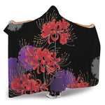 Red Japanese Amaryllis Pattern Print Hooded Blanket