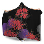Red Japanese Amaryllis Pattern Print Hooded Blanket