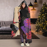 Red Japanese Amaryllis Pattern Print Hooded Blanket