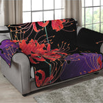 Red Japanese Amaryllis Pattern Print Loveseat Protector