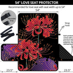 Red Japanese Amaryllis Pattern Print Loveseat Protector