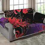 Red Japanese Amaryllis Pattern Print Loveseat Protector