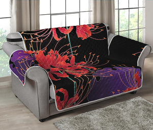 Red Japanese Amaryllis Pattern Print Loveseat Protector