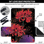 Red Japanese Amaryllis Pattern Print Loveseat Protector