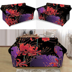 Red Japanese Amaryllis Pattern Print Loveseat Slipcover