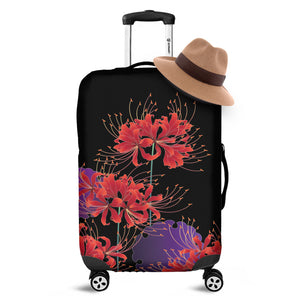 Red Japanese Amaryllis Pattern Print Luggage Cover