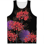 Red Japanese Amaryllis Pattern Print Men's Tank Top