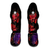 Red Japanese Amaryllis Pattern Print Muay Thai Shin Guard