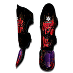 Red Japanese Amaryllis Pattern Print Muay Thai Shin Guard