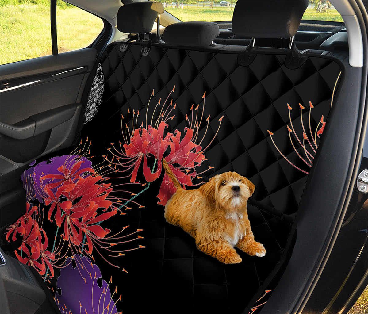 Red Japanese Amaryllis Pattern Print Pet Car Back Seat Cover