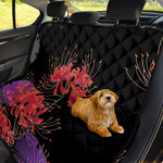 Red Japanese Amaryllis Pattern Print Pet Car Back Seat Cover