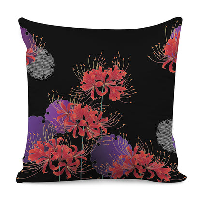 Red Japanese Amaryllis Pattern Print Pillow Cover