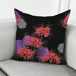 Red Japanese Amaryllis Pattern Print Pillow Cover