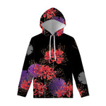 Red Japanese Amaryllis Pattern Print Pullover Hoodie