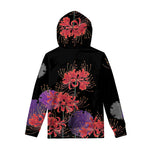 Red Japanese Amaryllis Pattern Print Pullover Hoodie