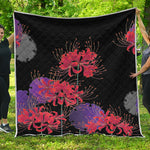 Red Japanese Amaryllis Pattern Print Quilt