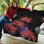 Red Japanese Amaryllis Pattern Print Quilt