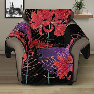 Red Japanese Amaryllis Pattern Print Recliner Protector