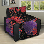 Red Japanese Amaryllis Pattern Print Recliner Protector