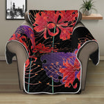 Red Japanese Amaryllis Pattern Print Recliner Protector