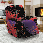 Red Japanese Amaryllis Pattern Print Recliner Slipcover