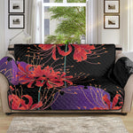 Red Japanese Amaryllis Pattern Print Sofa Protector