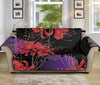 Red Japanese Amaryllis Pattern Print Sofa Protector