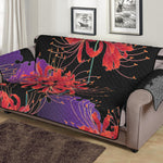 Red Japanese Amaryllis Pattern Print Sofa Protector