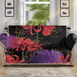 Red Japanese Amaryllis Pattern Print Sofa Protector