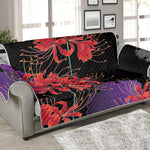 Red Japanese Amaryllis Pattern Print Sofa Protector