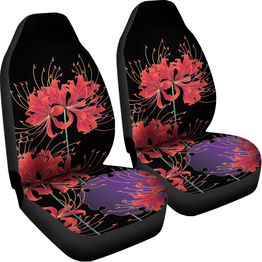 Red Japanese Amaryllis Pattern Print Universal Fit Car Seat Covers