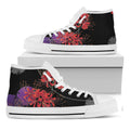 Red Japanese Amaryllis Pattern Print White High Top Sneakers