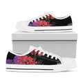 Red Japanese Amaryllis Pattern Print White Low Top Sneakers