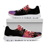 Red Japanese Amaryllis Pattern Print White Sneakers