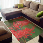 Red Japanese Amaryllis Print Area Rug