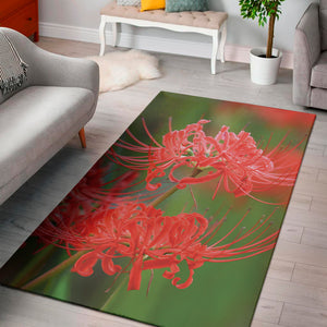 Red Japanese Amaryllis Print Area Rug