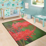 Red Japanese Amaryllis Print Area Rug