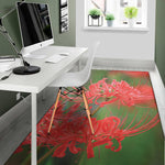 Red Japanese Amaryllis Print Area Rug